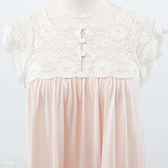 Vintage S Boho Lace Nightgown Maxi Dress Pink - Picture 2 of 12